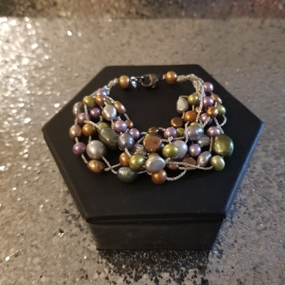Multi Strand Multi Color Pearl Bracelets
